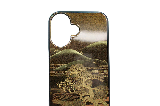 Japanese Urushi Lacquerware iPhone 16 Case – Handcrafted Sansui Landscape Phone Cover