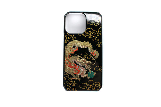 iPhone 16 / 16 Pro / 16 Pro Max Case Japanese Lacquerware  – Unryu Cloud Dragon Pattern, Handcrafted Urushi Phone Case, Made in Japan