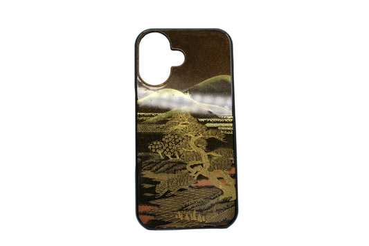 Japanese Urushi Lacquerware iPhone 16 Case – Handcrafted Sansui Landscape Phone Cover