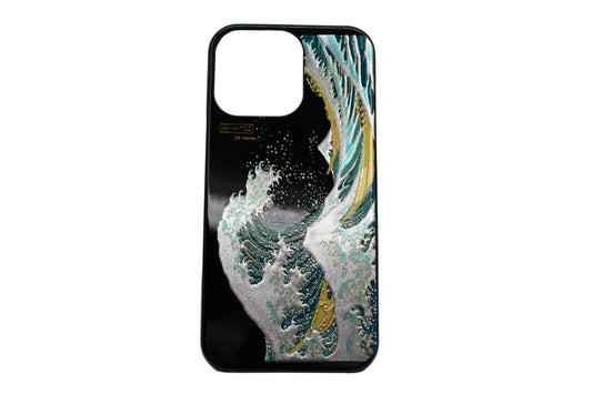 iPhone 17 / 17 Pro / 17 Pro Max Case Japanese Lacquerware– Namiura Fuji Great Wave Pattern, Handcrafted Urushi Phone Case, Made in Japan